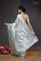 Handloom Grey Pure Silk Chanderi Saree-Sutra Art of Clothing