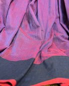Blue and red soft comfortable khadi cotton saree