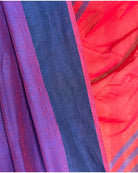 Blue and red soft comfortable khadi cotton saree