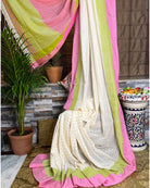 Kadambini mustard khadi cotton saree by ShopAaMe with a graceful and elegant drape