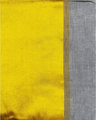 Grey handloom cotton saree with golden satin border