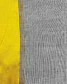Grey handloom cotton saree with golden satin border