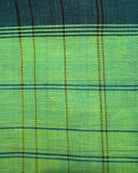 Soft and comfortable cotton handloom saree in Green and blue with Dhaniakhali Aanchal and checks