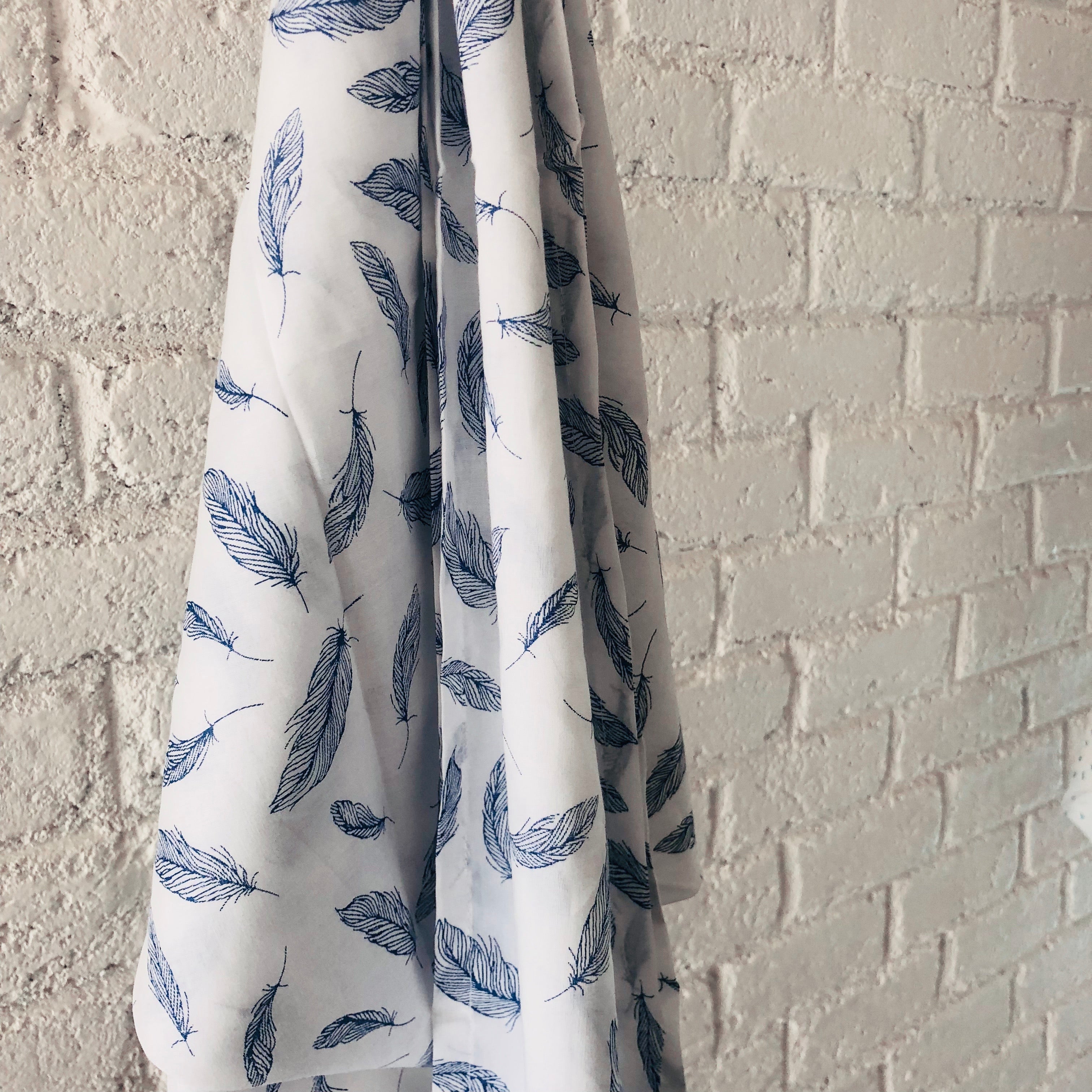 Feathers (Blue) - Organic Cotton Swaddles - Oranges and Lemons