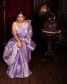 Shop Aame Khizaan Ka Khwaab saree in lavender tissue fabric with elegant border