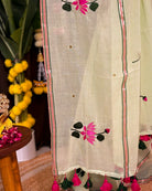 Breathable green mulmul saree perfect for office and summer wear