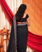 Night’s Edge Black Sequins Embellished Cotton Saree with elegant shimmer detailing