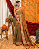 Whispered Shine Brown Sequins Embellished Cotton Saree in lightweight breathable fabric