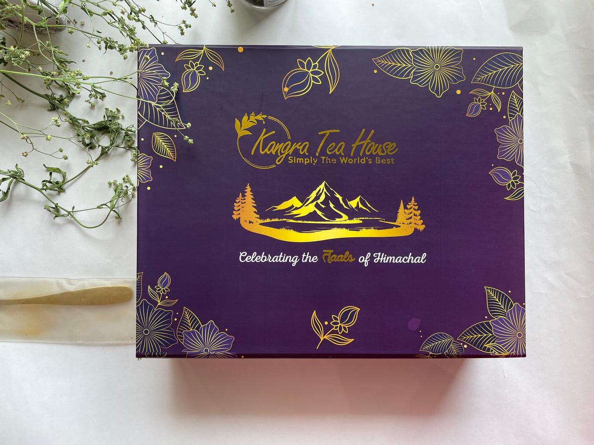 Himalayan Heritage gift box of 3 organic Kangra teas and glass infuser – Kangra Tea House