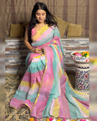 Summer Soiree Multicoloured Mulmul Cotton Saree by Shop AaMe