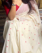 Soft and Comfortable Durga Puja Navaratri Red and White Handloom Cotton Saree Collection