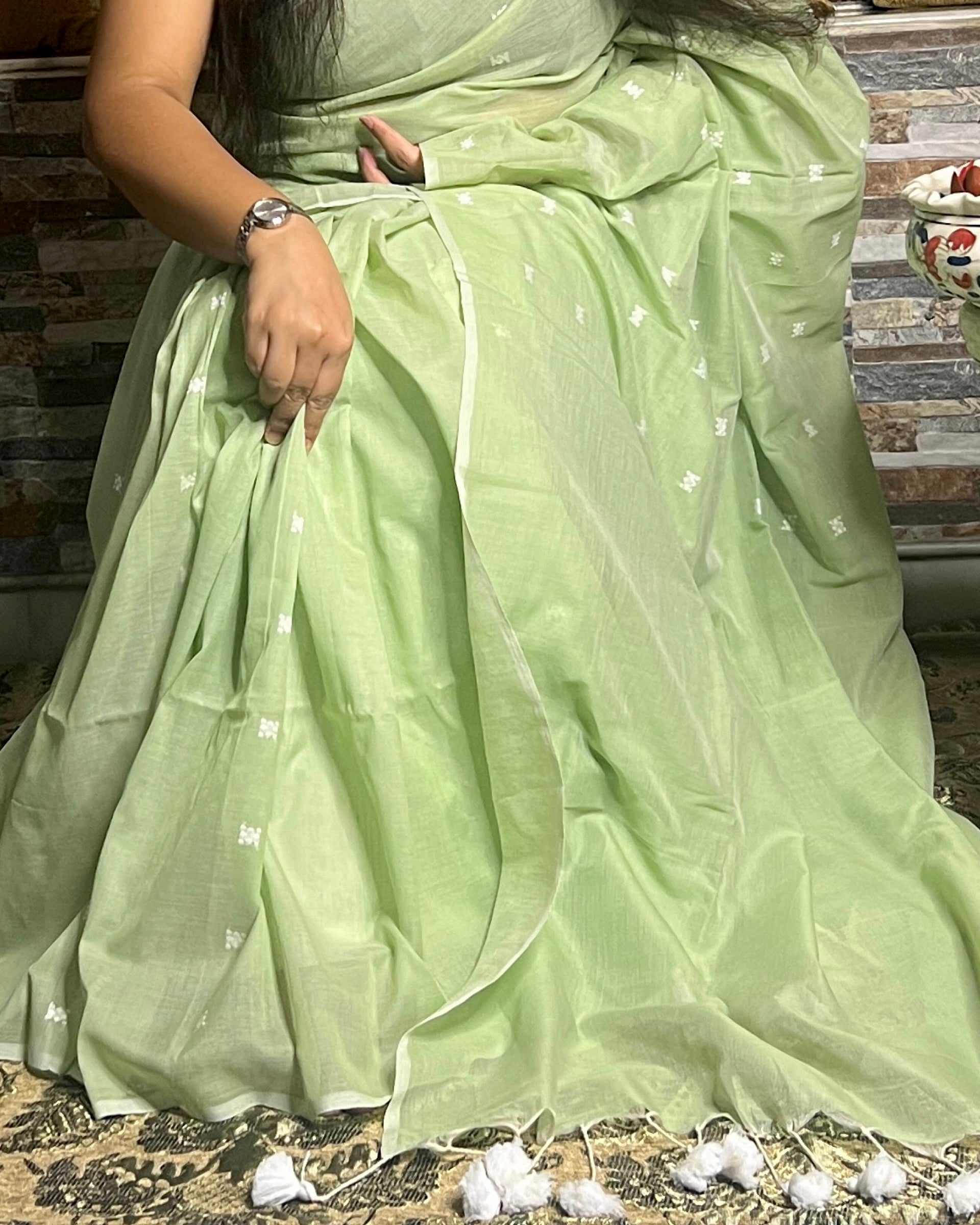Pista Green -handloom cotton saree soft an comfortable for summer new collection