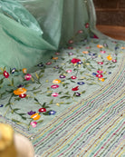 Mist mint green saree soft breathable mulmul cotton fabric