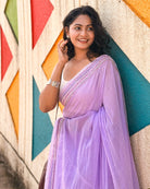 Mauve embroidered mulmul cotton saree Mauve Knot Muse design