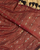 Soft and Comfortable mulmul cotton saree in maroon shade with sequin emblishment for festive or party wear at reasonable price