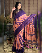 Soft and Comfortable Mulmul Cotton festive colour peach purple pink  Shibori Saree