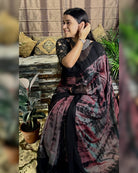 Soft and Comfortable Mulmul Cotton festive colour balck brown maroon green  Shibori Saree