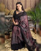 Soft and Comfortable Mulmul Cotton festive colour balck brown maroon green  Shibori Saree