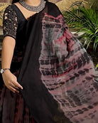 Soft and Comfortable Mulmul Cotton festive colour balck brown maroon green  Shibori Saree