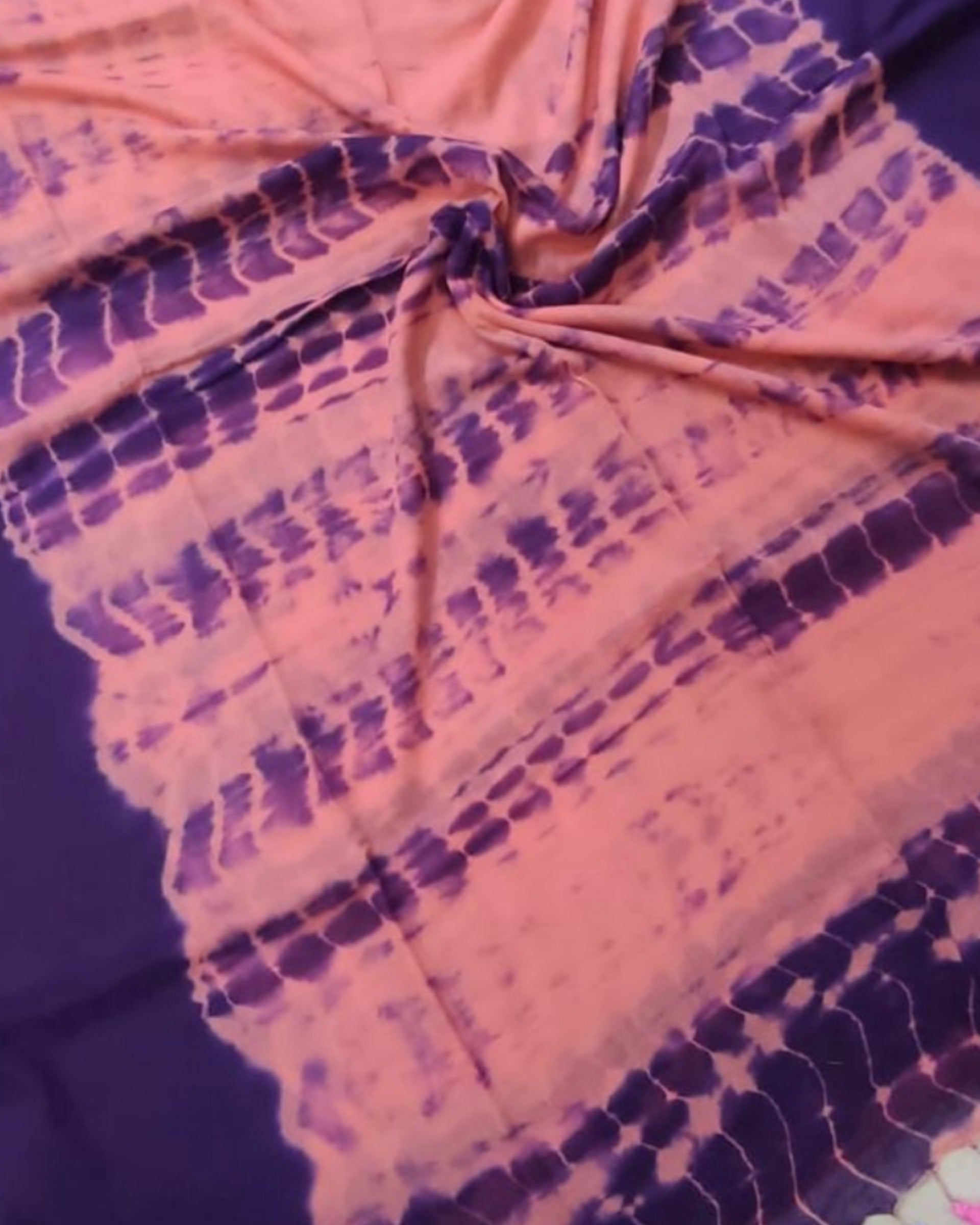 Soft and Comfortable Mulmul Cotton festive colour peach purple pink  Shibori Saree