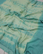 Soft and Comfortable Mulmul Cotton festive colour cyan blue green  Shibori Saree
