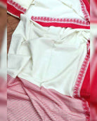 Soft and Comfortable Durga Puja Navaratri Red and White Mulmul Cotton Saree Collection