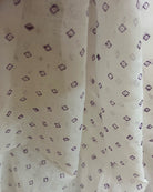 Soft & Comfortable white mulmul saree with handblock print in orange puple strawberry pattern