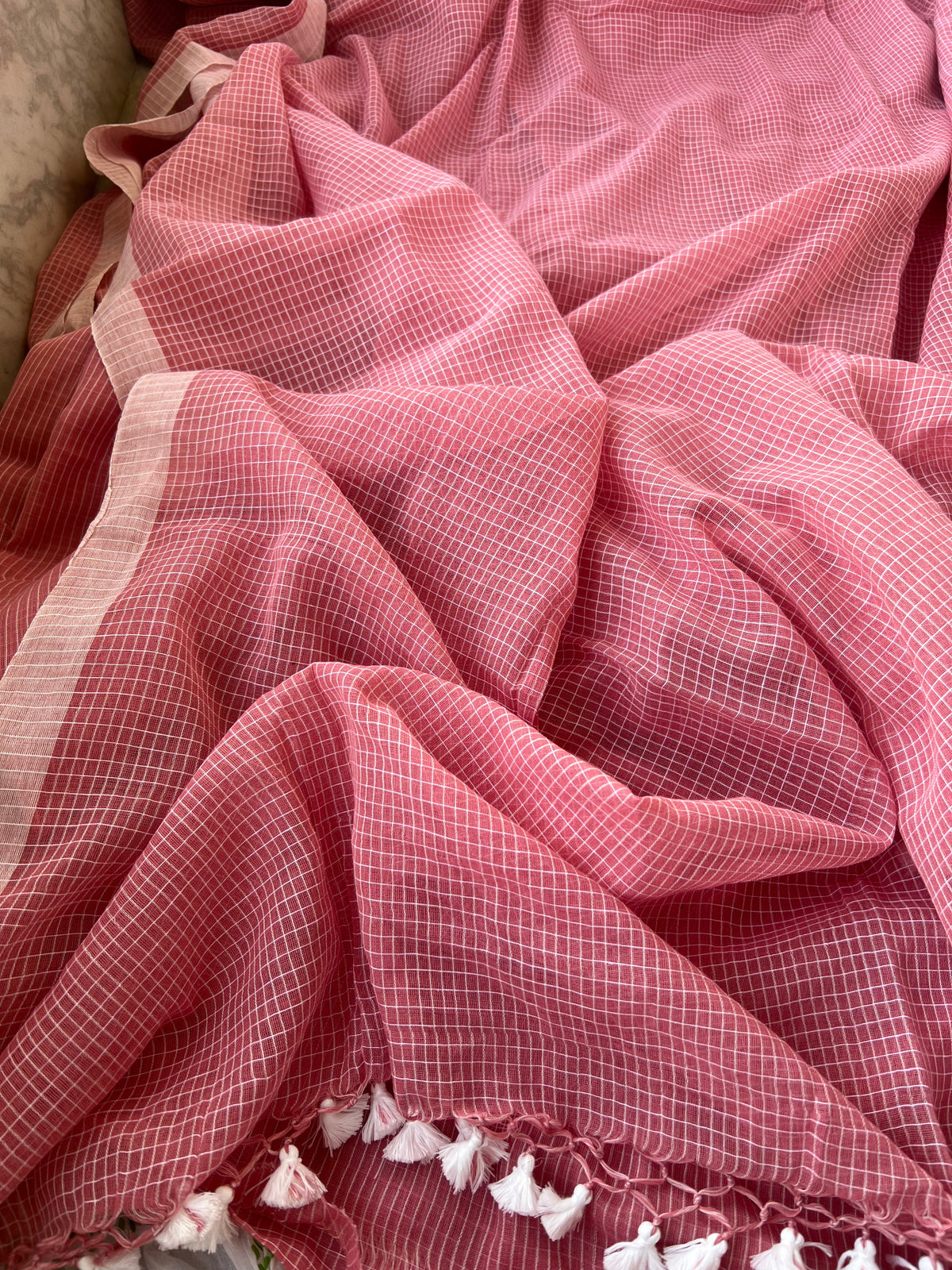 Pink handloom cotton saree by Shopaame for office wear with soft breathable texture