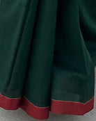 Green-maroon soft and comfortable Khadi cotton saree 