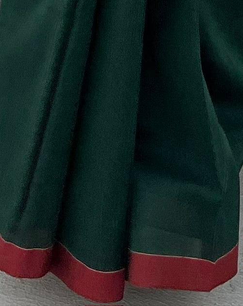 Green-maroon soft and comfortable Khadi cotton saree 