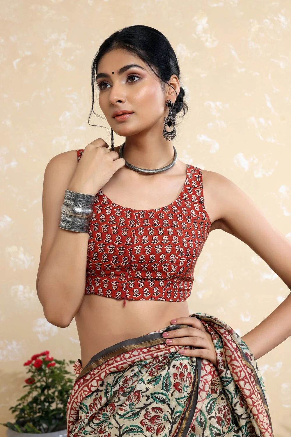 Flora Block Print Blouse-Sutra Art of Clothing