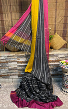 Black Pink yellow cotton handloom saree new collection