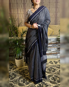 Soft and Comfortable handloom cotton saree in black and white checks