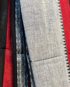Grey black red  cotton handloom saree