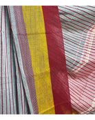 Grey yellow red  cotton handloom saree