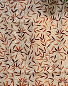 White Chanderi Cotton Kantha stitch embroidered saree in brown threads and golden border