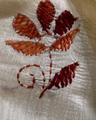 White Chanderi Cotton Kantha stitch embroidered saree in brown threads and golden border