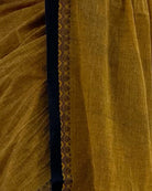 Mustard yellow-Black soft and comfortable Khadi cotton saree 