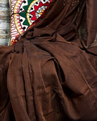 Brown- Maroon soft and comfortable Khadi cotton saree 