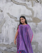Soft and Comfortable mulmul cotton saree in dual tone purple violet and pink shade with sequin emblishment for festive or party wear at reasonable price