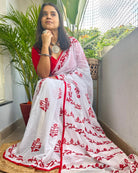 Soft and Comfortable Durga Puja Navaratri Red and White Mulmul Cotton Saree Collection,sada lal par saree,lal par sada saree look,lal par saree,lal par sada saree cotton,lal sada saree,sada saree,laal paar saree,sada saree lal par,lal par sada saree price,lal par sada saree handloom