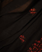 Lightweight black zari embroidered mulmul cotton saree, handcrafted elegance for summer wear and festive occasions.