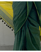 Blue - Green soft and comfortable Khadi cotton saree 