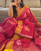 Red Golden Tissue festive wedding saree