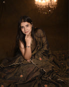 Copper designer zari organza saree