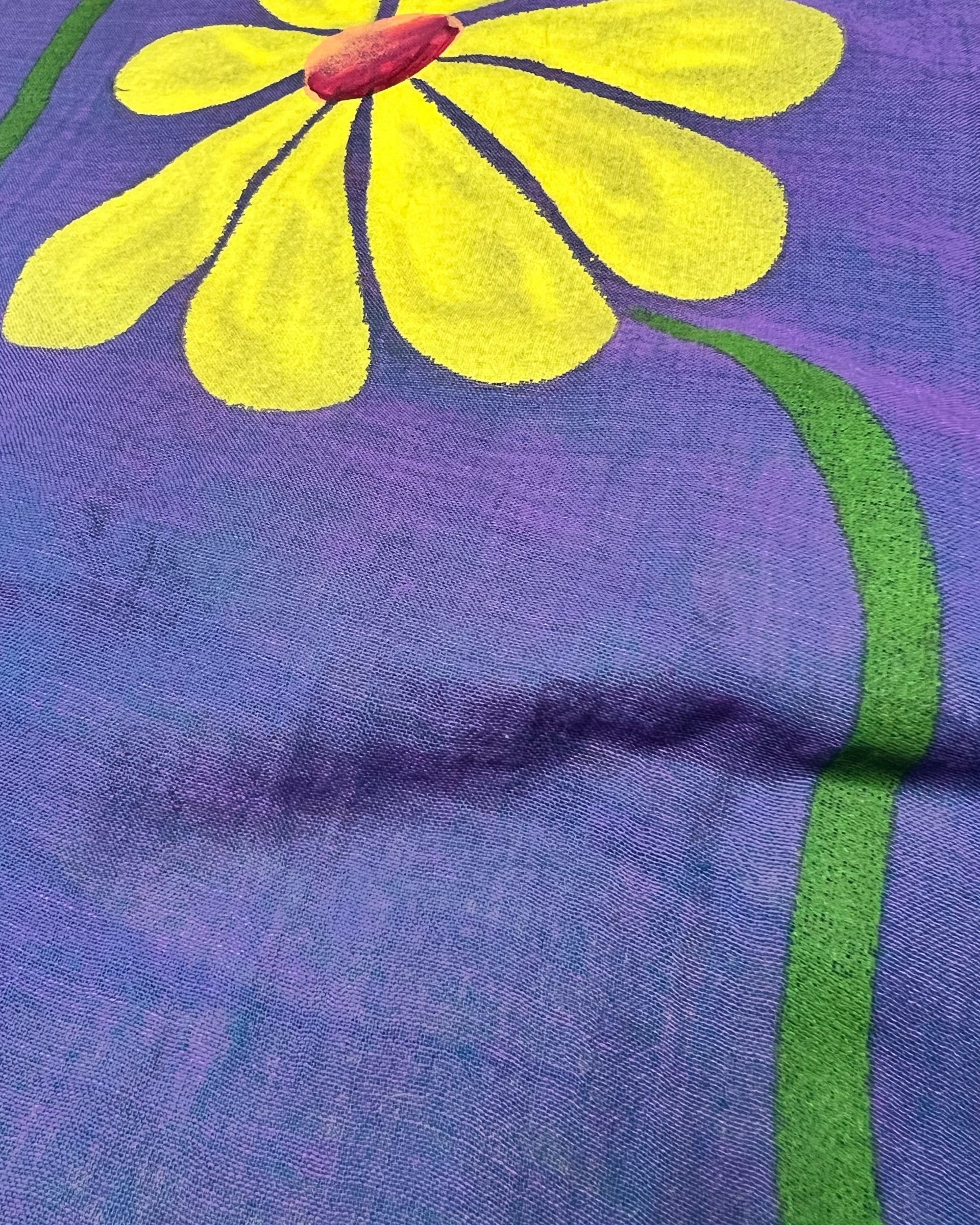 Soft and comfortable light weight blue violet mulmul cotton saree with floral hand painting good for day time wear