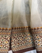 Off White - brown border soft and comfortable Khadi cotton saree 