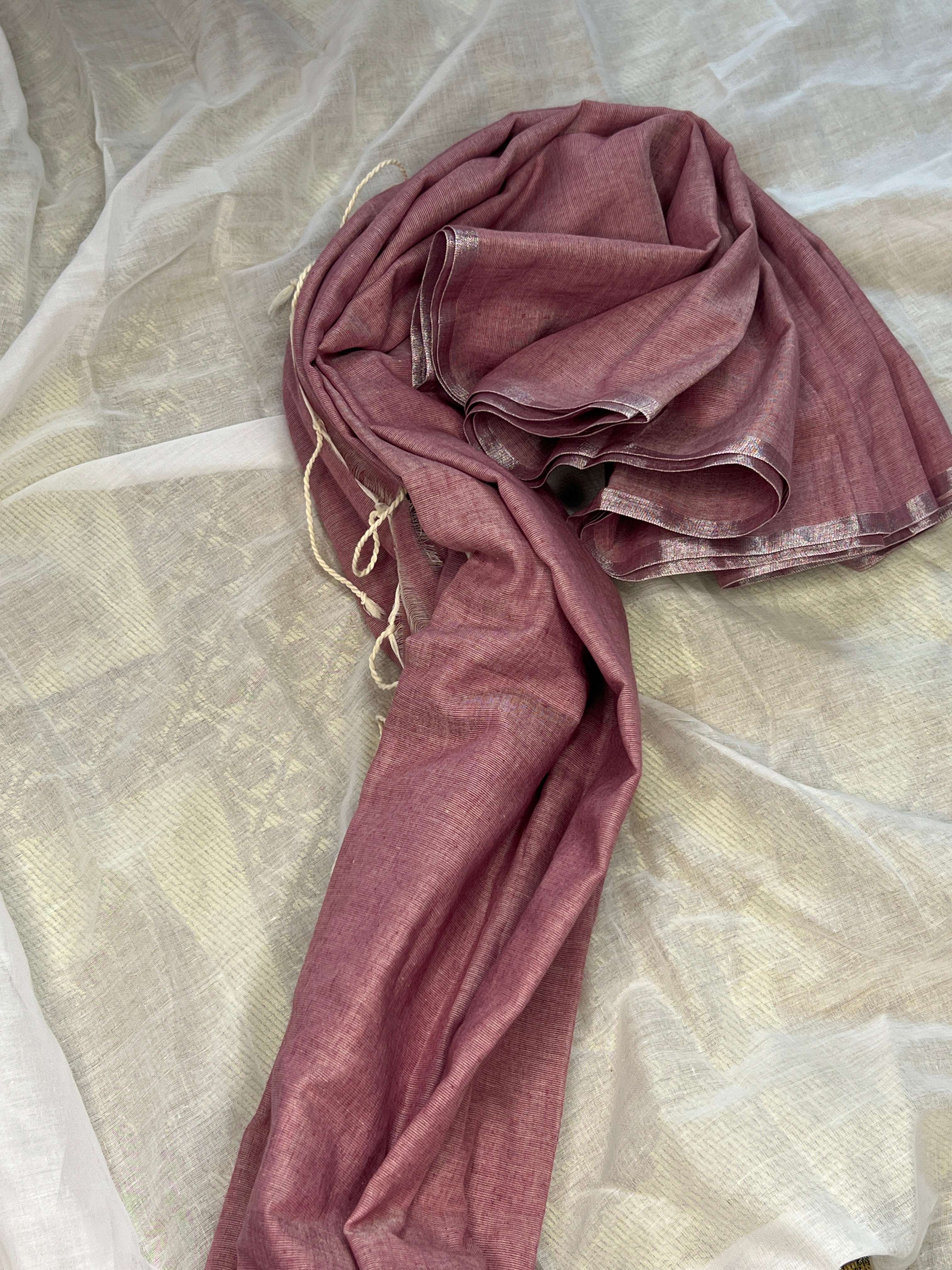 Soft and Comfortable dusty pink khadi cotton saree 