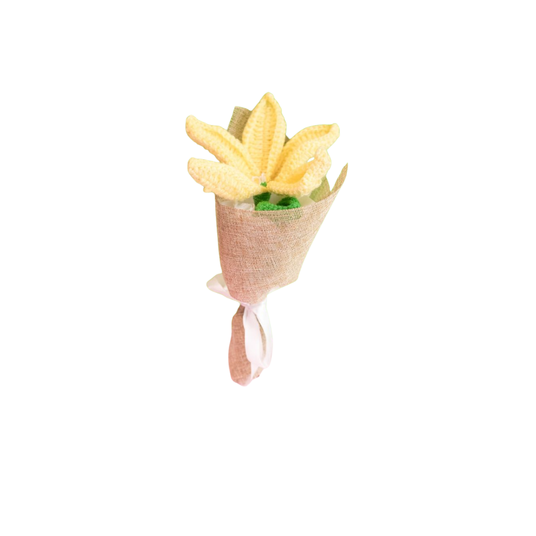 handcrafted yellow crochet lily flower decor by artecasa