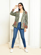 Ira Ikkat Oversized Coat for Women-7